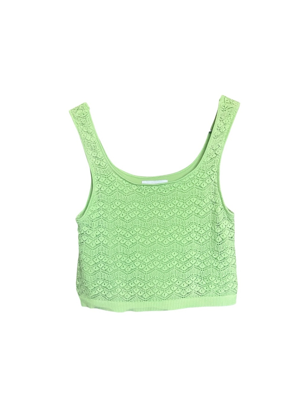 House of Harlow 1960 Crochet Knit Crop Tank Top SZ M Green Festival Party Vacay